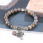 Fortune Jewel Natural Gemstone Tree of Life Lucky Charm Stretch Bracelet
