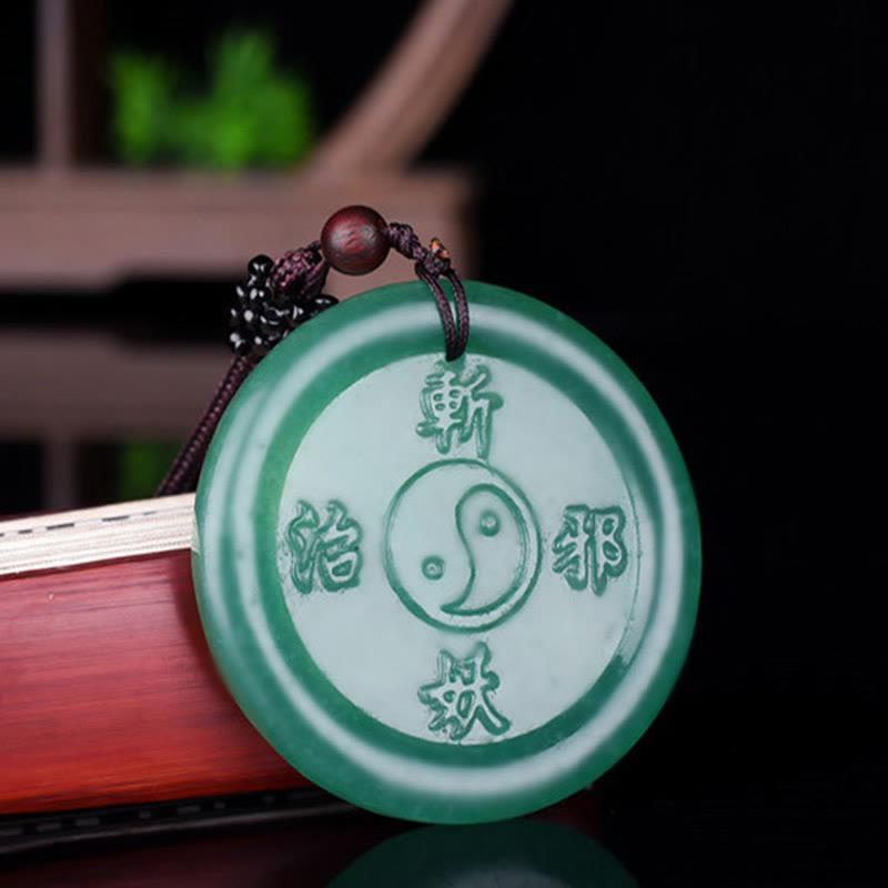 Fortune Jewel Green Aventurine Yin Yang Balance Necklace Pendant