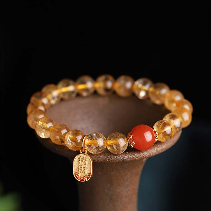 Fortune Jewel Citrine Red Agate Fortune Charm Bracelet