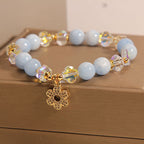 Fortune Jewel Natural Aquamarine Flower Healing Crystal Bracelet