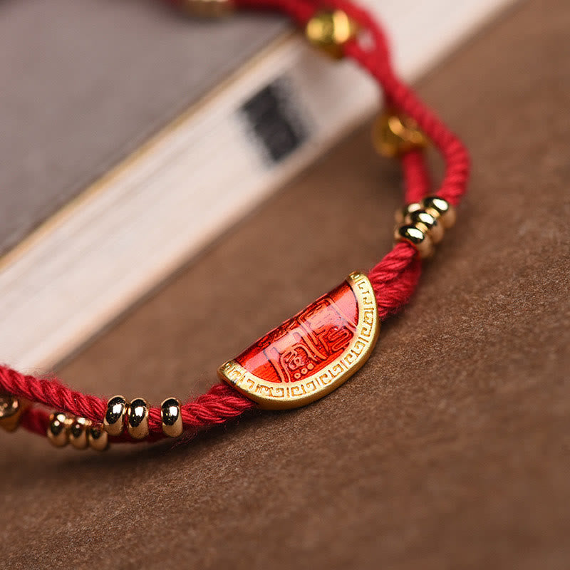 Fortune Jewel Handmade Cinnabar Dumplings Design Luck Braided Red Rope Bracelet