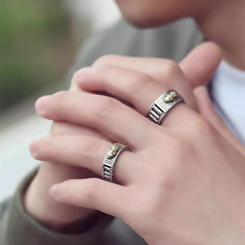 Fortune Jewel Lucky FengShui PiXiu Wealth Prayer Wheels Couple Ring