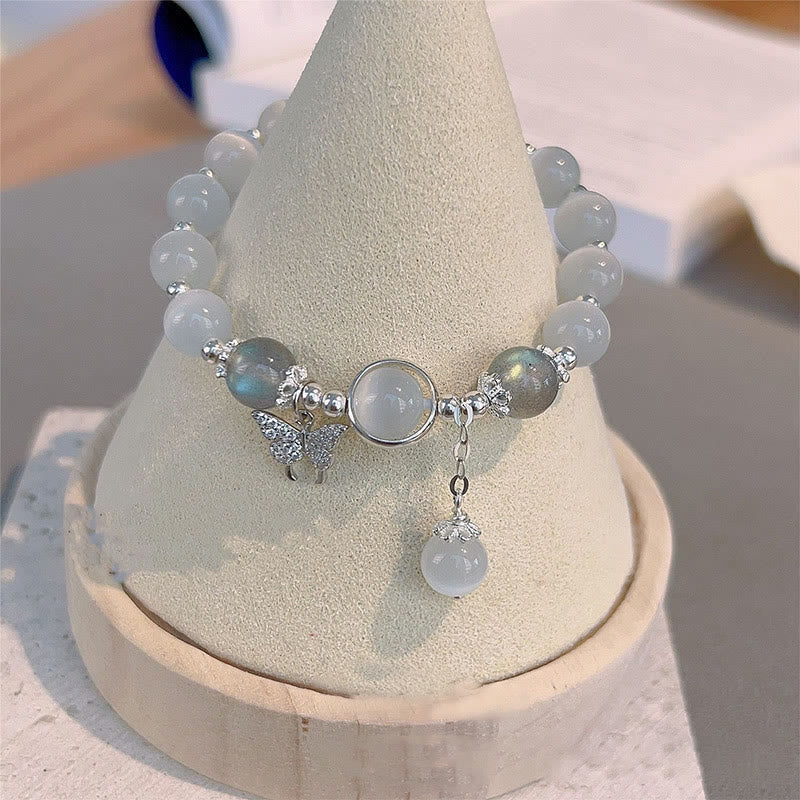 Fortune Jewel Cat's Eye Moonstone Butterfly Star Charm Support Bracelet