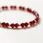 Fortune Jewel 14K Gold Plated Natural Garnet Cinnabar Flower Calm Bracelet