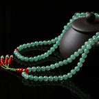 Fortune Jewel 108 Beads Green Aventurine Red Agate Luck Mala Bracelet