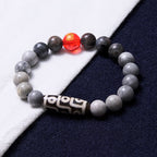 Fortune Jewel Tibetan Nine-Eye Dzi Bead Picasso Jasper Positive Bracelet