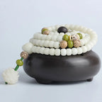 Buddha Stones "Hoping for Serenity and Mindfulness" Bodhi Lotus Mala Includes Gift Message Card Fortune Jewel