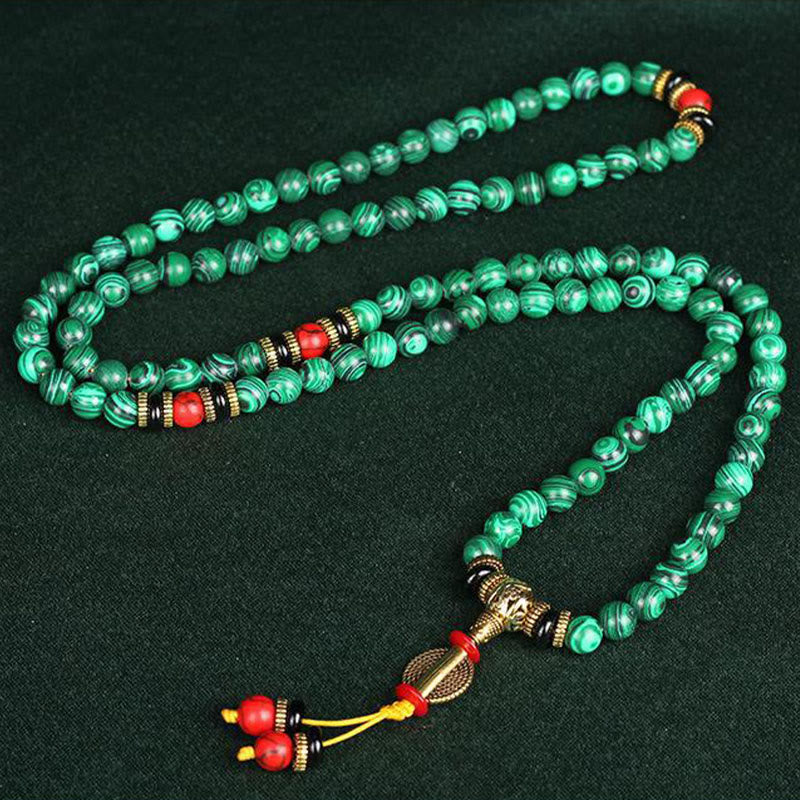 Fortune Jewel Tibetan 108 Mala Malachite Beads Bracelet Necklace