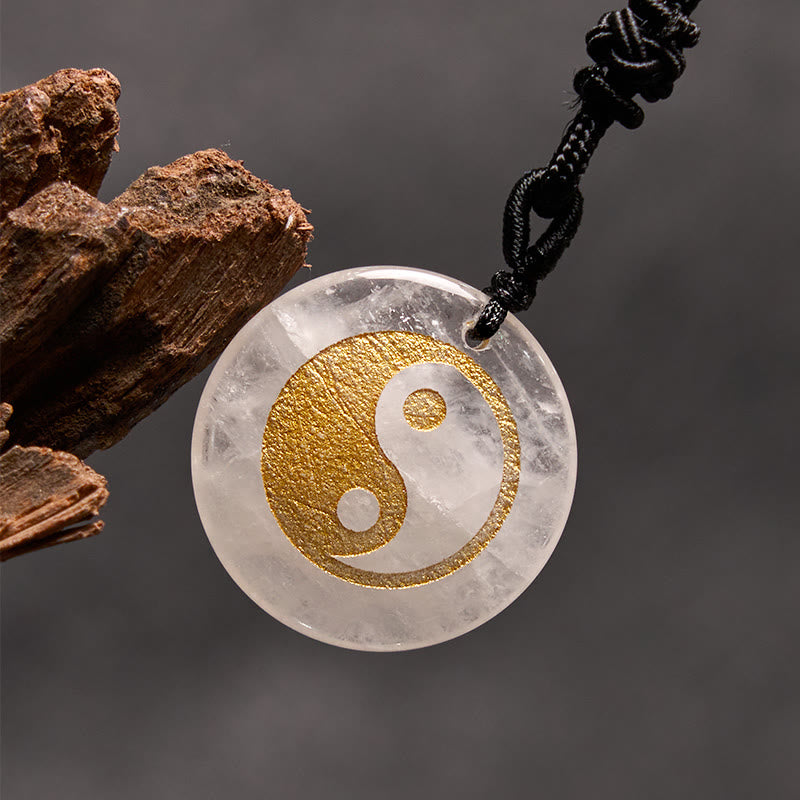 Fortune Jewel Various Crystal Amethyst Tiger Eye Green Aventurine Yin Yang Spiritual Necklace Pendant