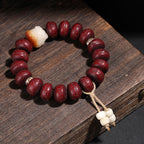 Fortune Jewel Tibet Bodhi Seed Dzi Bead Dancing Lion Luck Bracelet Wrist Mala