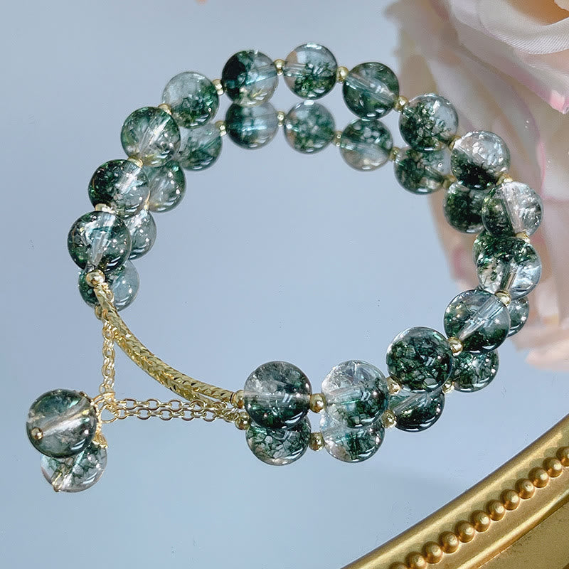 Fortune Jewel Green Phantom Crystal Confidence Charm Bracelet