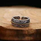 Fortune Jewel 925 Sterling Silver Tang Dynasty Flower Design Luck Adjustable Ring