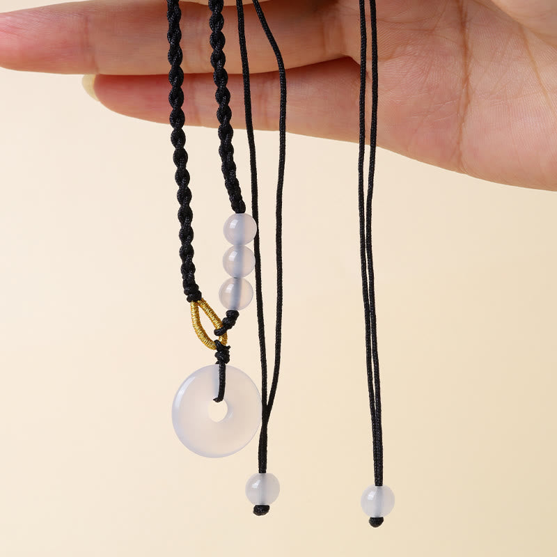 Fortune Jewel Strawberry Quartz Chalcedony Peace Buckle Healing Necklace Pendant