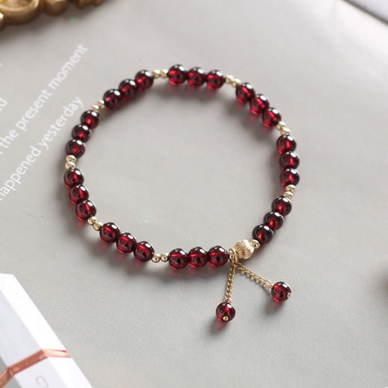 Fortune Jewel 14K Gold Plated Alloy Natural Garnet Calm Bracelet