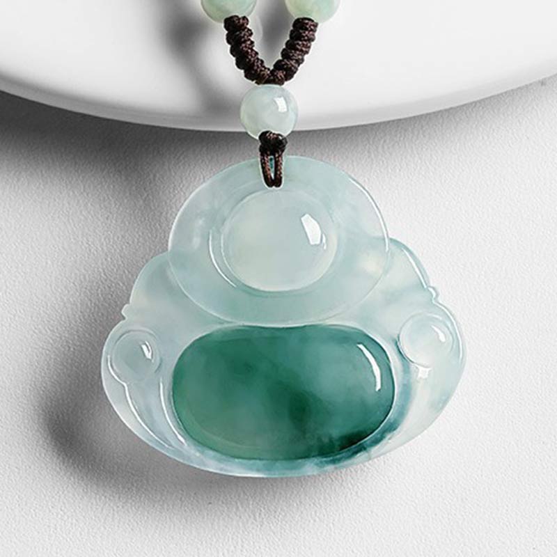 Fortune Jewel Cyan Jade Luck Necklace Pendant Fortune Jewel