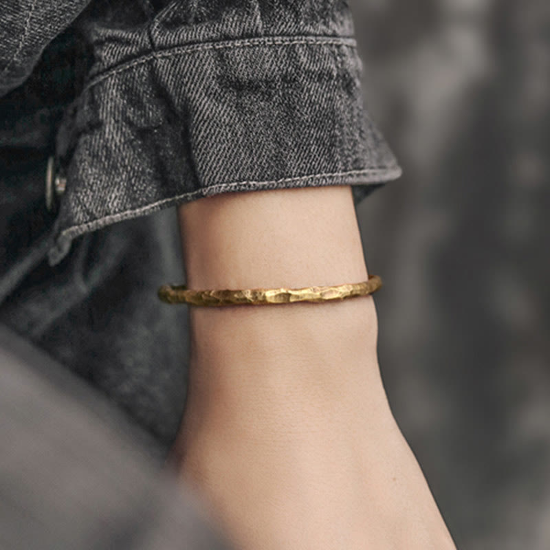 Fortune Jewel Tibetan Bump Texture Copper Luck Cuff Bracelet Bangle