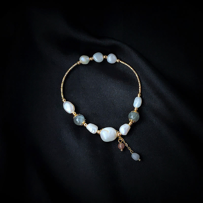 Fortune Jewel Pearl Moonstone Strawberry Quartz Bead Optimism Bracelet