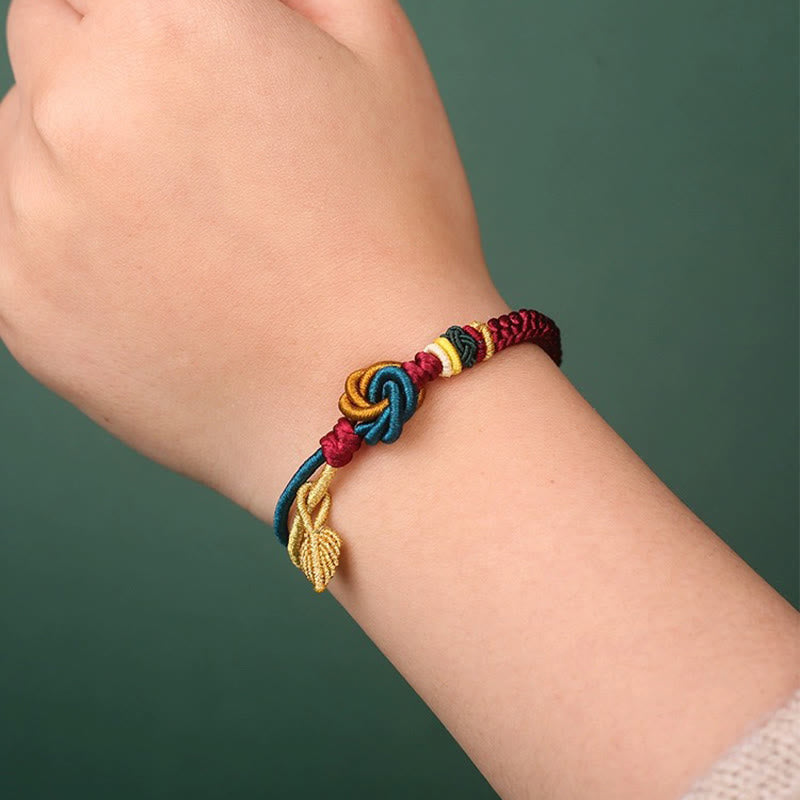 Fortune Jewel Tibetan Handmade Mandala Knot Leaf Luck Rope Bracelet