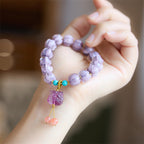 Fortune Jewel Liuli Glass Bead Lotus Design Fluorite Ivory Fruit Dancing Lion Charm Enlightenment Bracelet