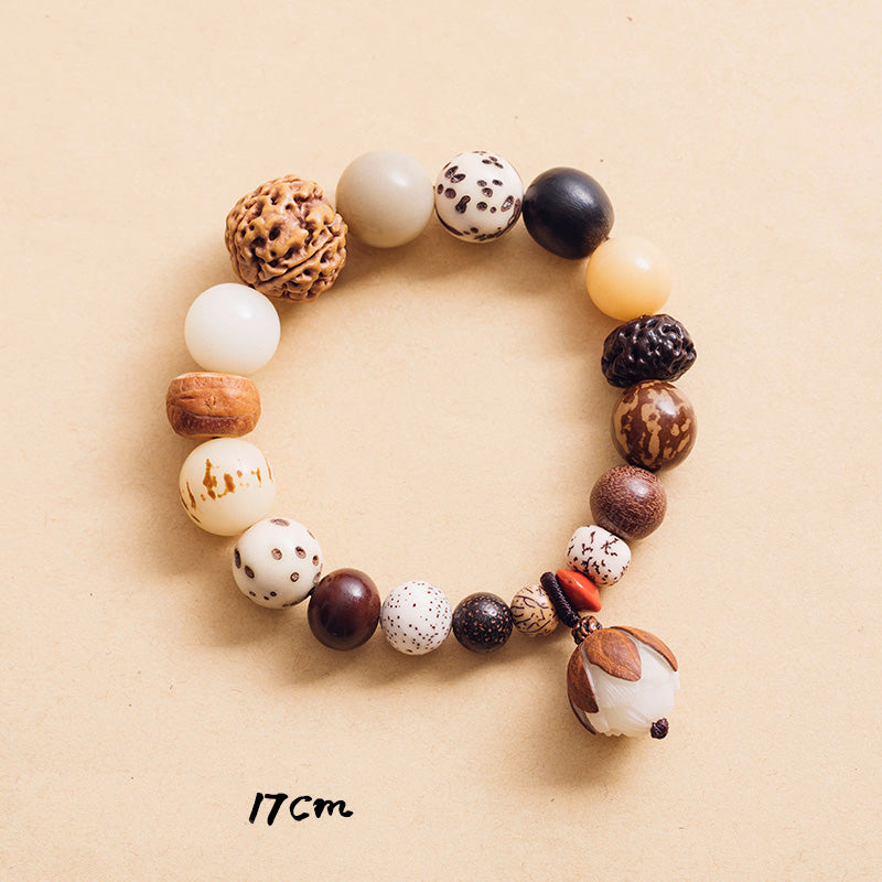 Fortune Jewel Bodhi Seed Lotus Wisdom Peace Wrist Mala Bracelet