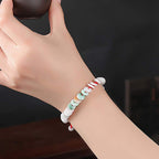Fortune Jewel Round Jade Lucky Red String Weave Bracelet