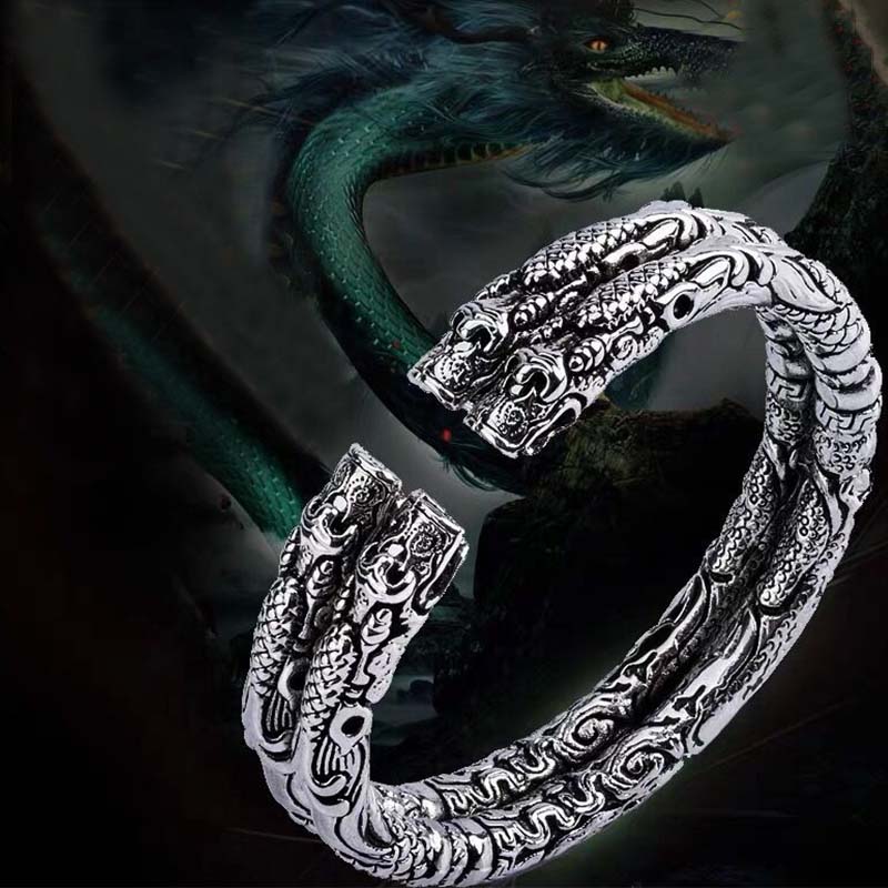 Fortune Jewel Dragon Auspicious Clouds Luck Protection Bracelet Adjustable Bangle Fortune Jewel