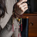 Fortune Jewel Natural Tibet 108 Mala Beads Purple Bodhi Seed Hetian Cyan Jade Copper Dorje Peace Bracelet