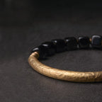 Fortune Jewel Black Obsidian Crystal Copper Strength Couple Bracelet