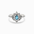 Fortune Jewel Sterling Silver Lotus Zircon Blessing Protection Ring
