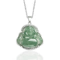 Fortune Jewel Laughing Buddha Natural Jade Luck Prosperity Necklace Titanium Steel Chain Pendant Fortune Jewel