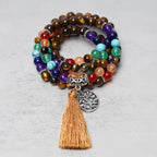 Fortune Jewel Healing Crystal Mala Prayer Beads 108 Meditation Healing Multilayer Bracelet Necklace
