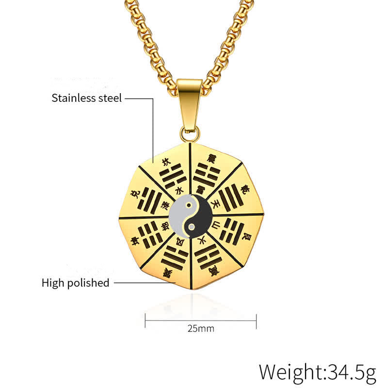 Fortune Jewel Bagua Yin Yang Titanium Steel Balance Necklace Pendant Fortune Jewel