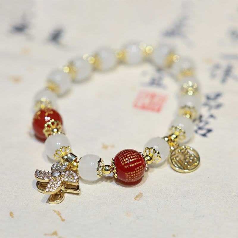 Fortune Jewel Windmill Chinese Lock Charm Fu Character Blessing Bracelet