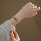 Fortune Jewel Lotus Jade Peace Buckle Bead Luck Happiness Charm String Bracelet