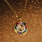Fortune Jewel Colorful Zircon Copper Wealth Luck Rotation Bracelet Necklace Pendant