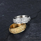 Fortune Jewel Om Mani Padme Hum Balance Calm Titanium Steel Ring Fortune Jewel