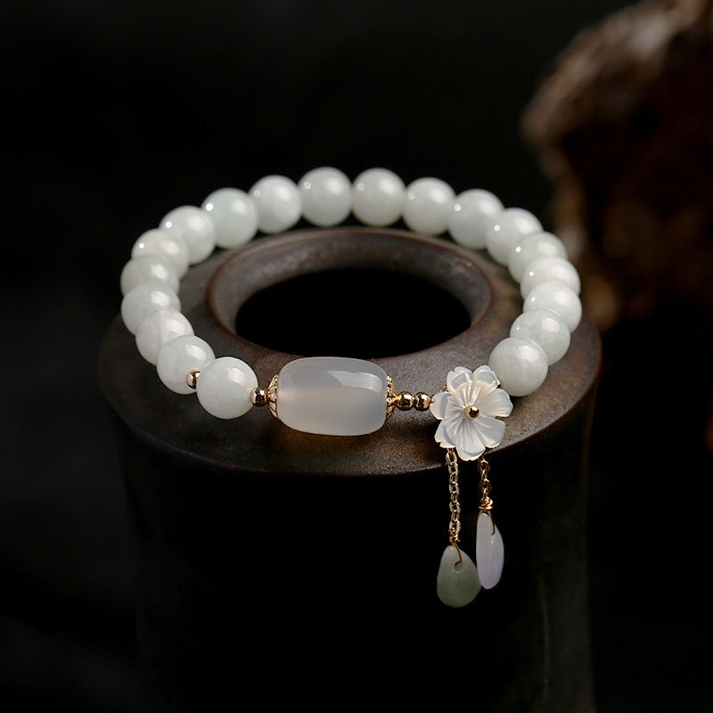 Fortune Jewel Natural White Jade Luck Bracelet