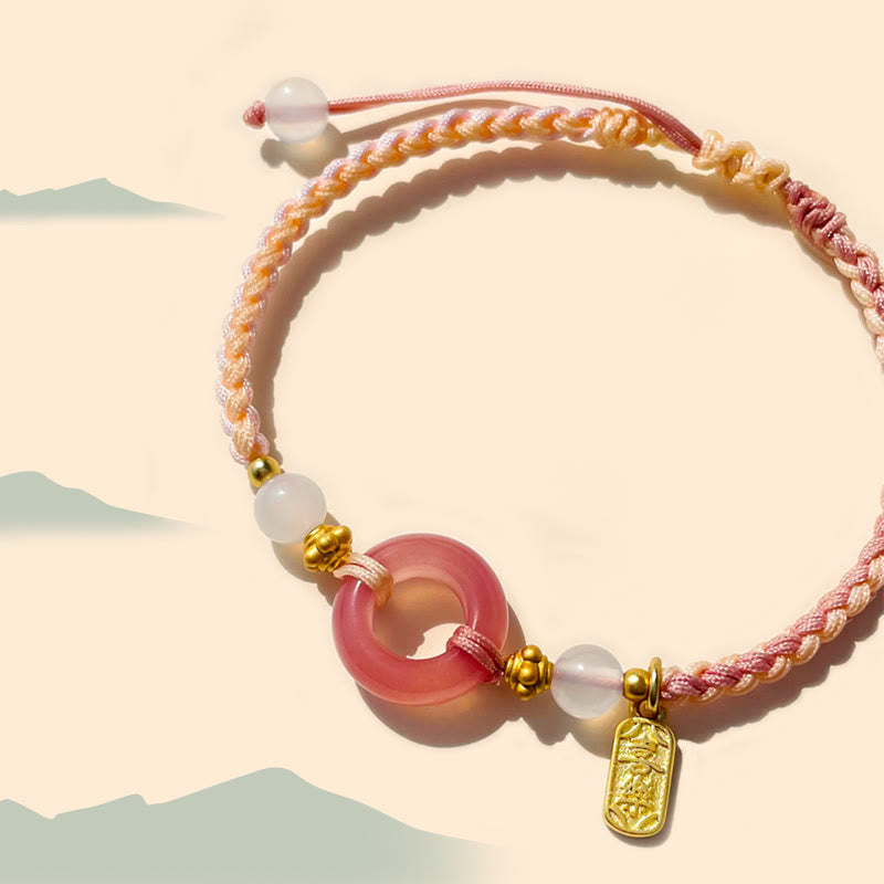 Fortune Jewel Peace And Joy Agate Peace Buckle Auspicious Handmade Braided Bracelet