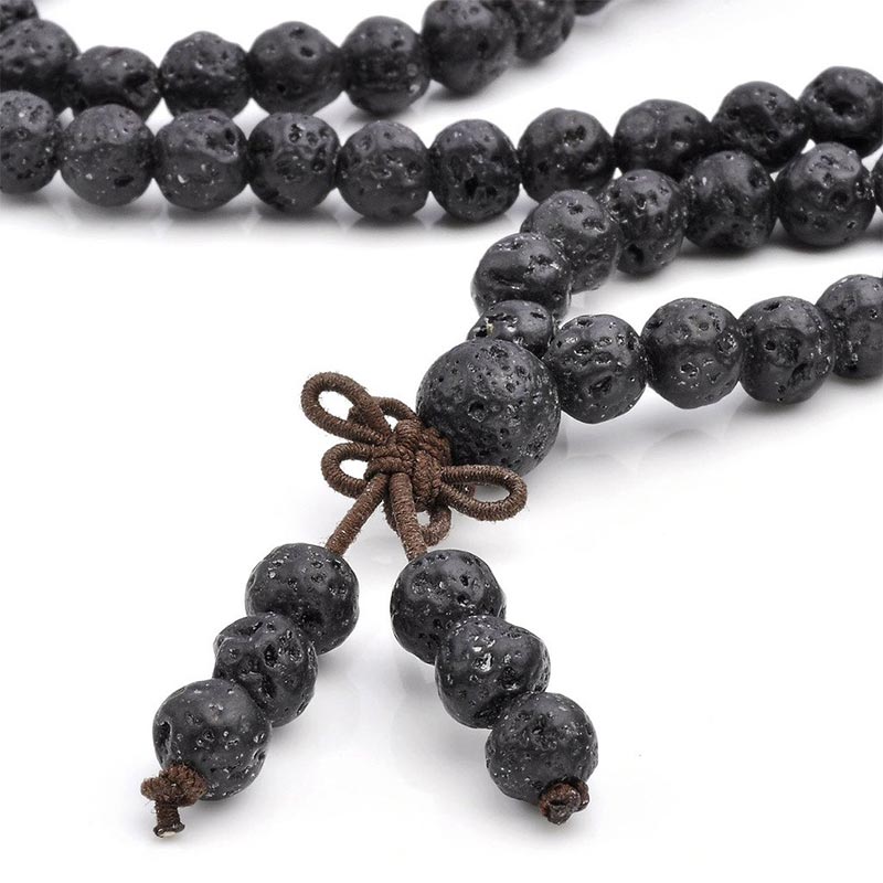 Fortune Jewel Natural Lava Rock 108 Beads Protection Bracelet
