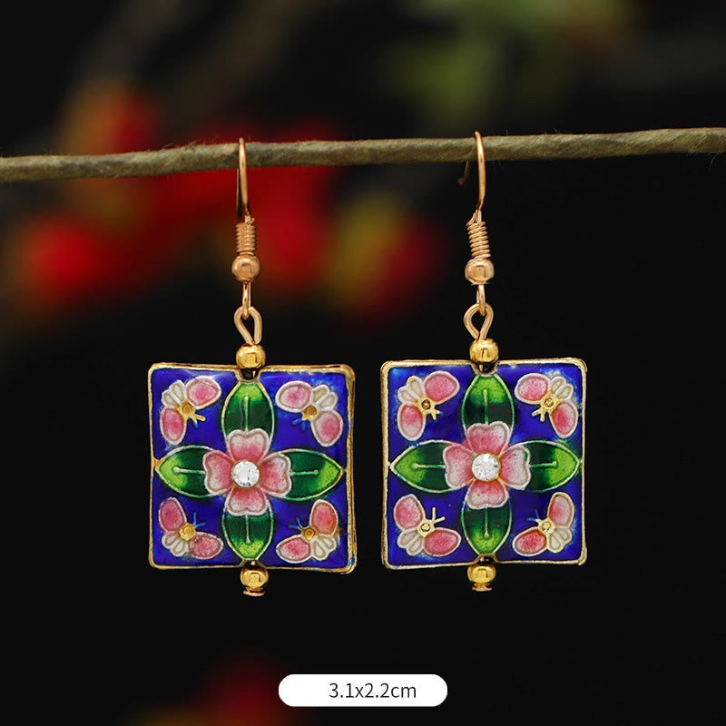 Fortune Jewel Lotus Butterfly Flower Alloy Copper Enlightenment Drop Earrings