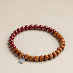 Fortune Jewel 925 Sterling Silver Peach Wood Cinnabar Ward Off Evil Spirits Bracelet