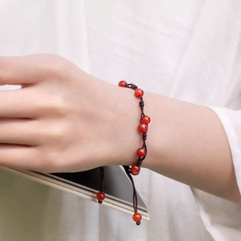 Fortune Jewel Red Agate Moss Agate Cinnabar Calm Bracelet
