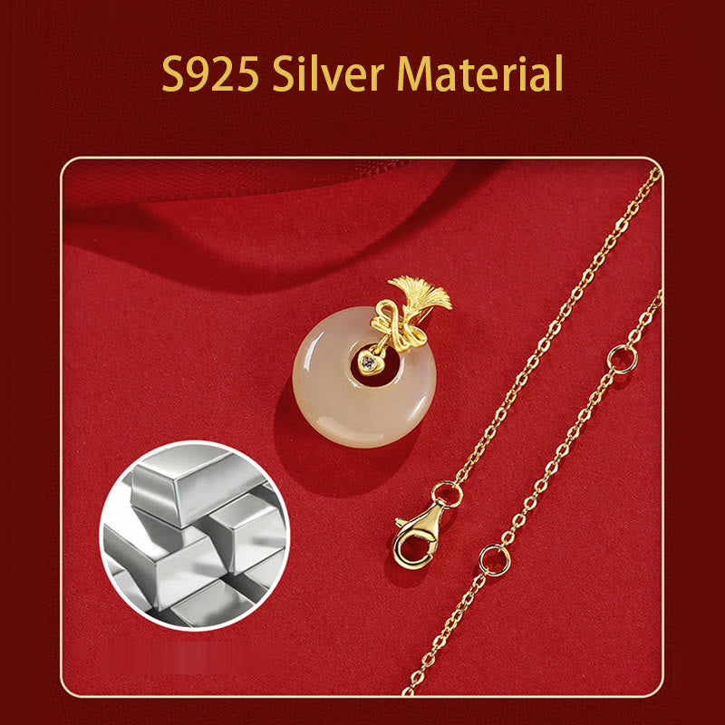 Fortune Jewel 925 Sterling Silver Natural Hetian Jade Carnation Flower Prosperity Necklace Pendant