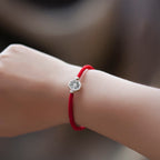 Fortune Jewel 925 Sterling Silver Yin Yang Bagua Symbol Cinnabar String Concentration Bracelet