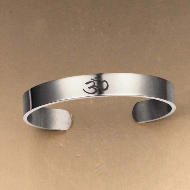 Fortune Jewel Tibetan OM Symbol Mindfulness Cuff Bracelet Bangle