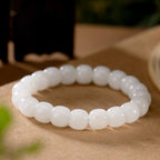 Fortune Jewel Hetian White Jade Happiness Blessing Bracelet