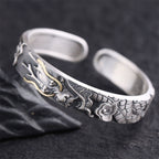 Fortune Jewel 999 Sterling Silver Dragon Strength Protection Bracelet Bangle