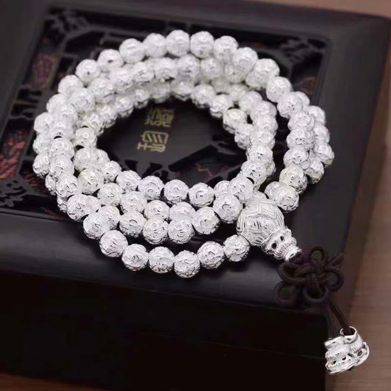 Fortune Jewel Tibetan Om Mani Padme Hum Carved Alloy Beads Amulet Bracelet