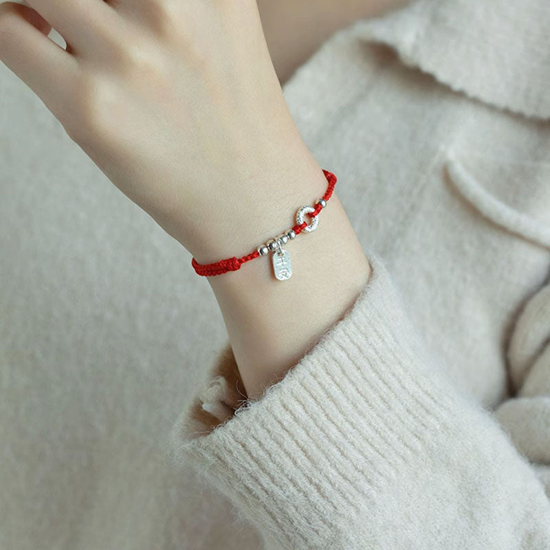 Fortune Jewel 925 Sterling Silver Auspicious Clouds Peace Buckle Safe And Sound Bracelet Anklet