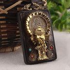 Fortune Jewel Ebony Wood Elephant God of Fortune Buddha Blessing Necklace String Pendant